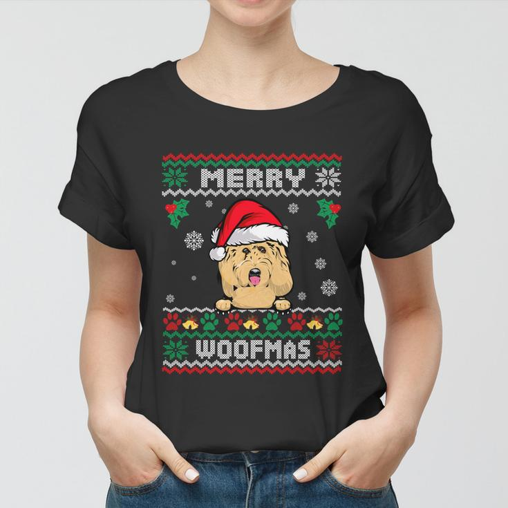 Merry Woofmas Goldendoodle Dog Funny Ugly Christmas Sweater Cool Gift Women T-shirt