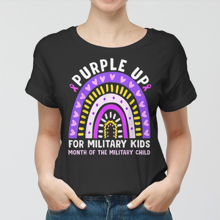 Military Kids For Military Childs Month Lepard Rainbow Women T-shirt
