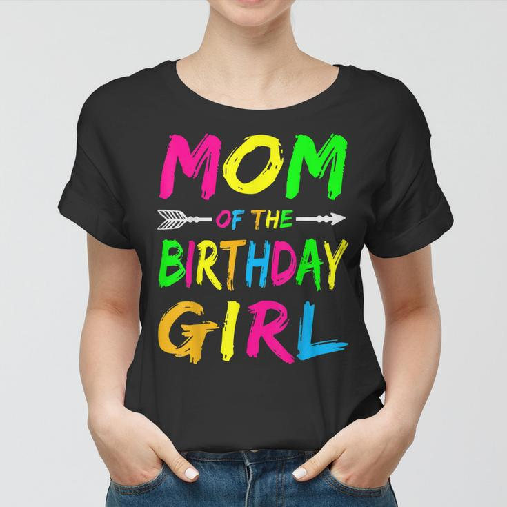 Mom Of The Birthday Girl Glows Retro 80S Party Glow Women T-shirt