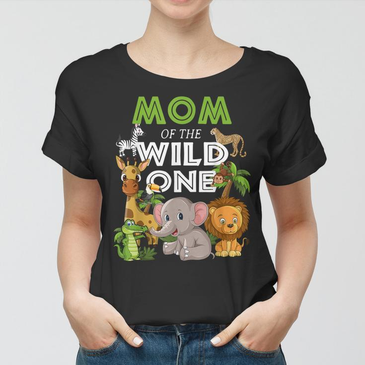 Mom Of The Wild One Zoo Birthday Safari Jungle Animal Women T-shirt