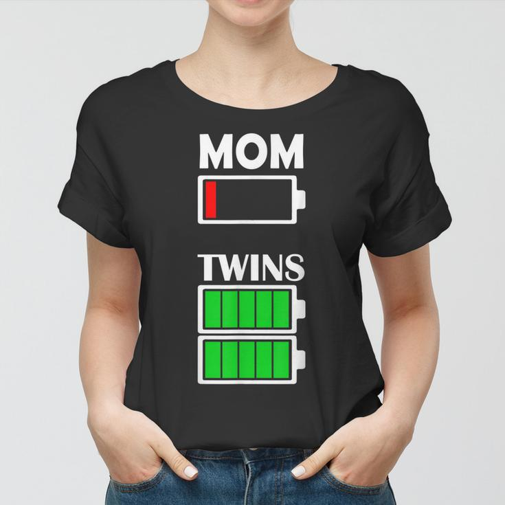 Mom Twins Low Battery Tired Mom Shirt Mothers Day Women T-shirt