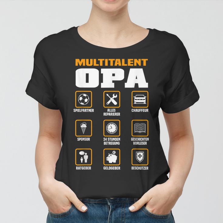 Multitalent Opa Frauen Tshirt mit lustigen Icons, Frauen Tshirt für Großväter