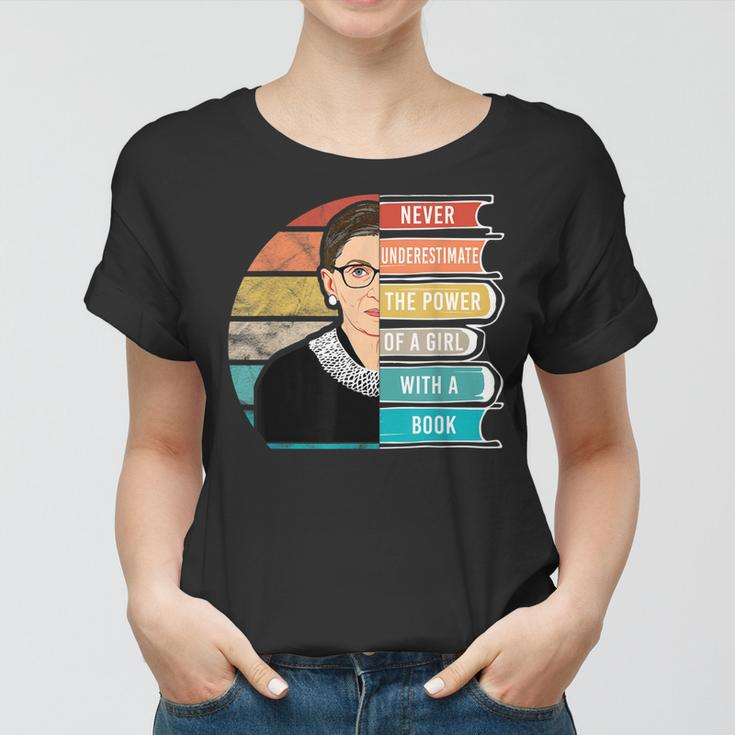 Never Underestimate The Power Of A Girl With Book Rbg Women T-shirt