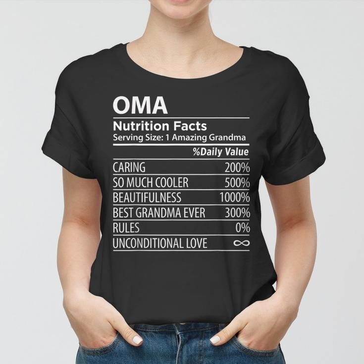 Oma Nutrition Facts | Funny Grandma Mothers Day Women T-shirt