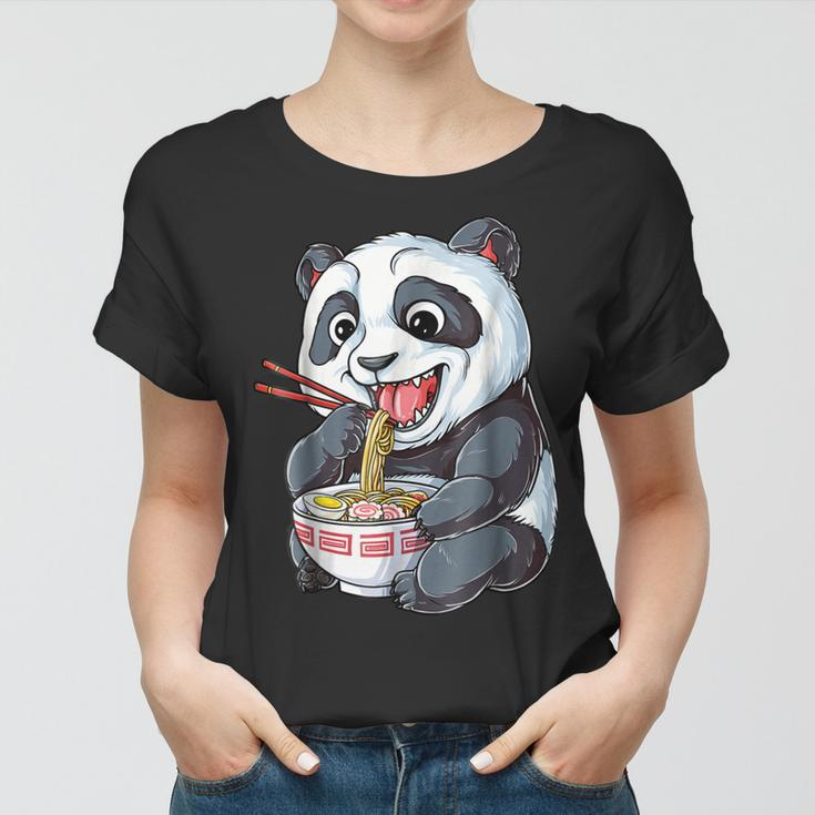 Panda Eating RamenKawaii Giant Japanese Noodle Gift Women T-shirt