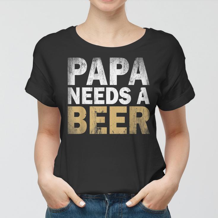 Papa Braucht Ein Bier Lustiges Herren Frauen Tshirt, Statement in Schwarz