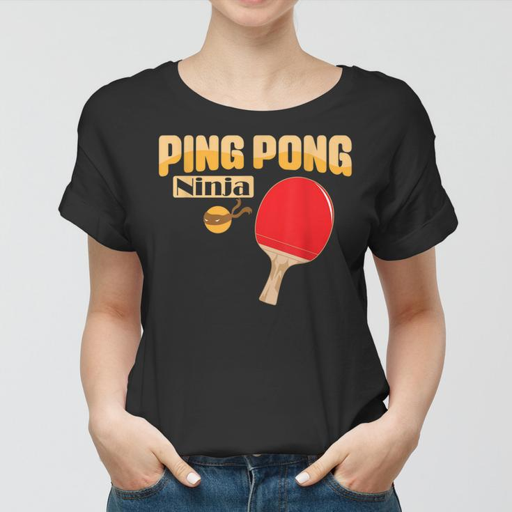 Ping Pong Ninja Tischtenniskelle Frauen Tshirt