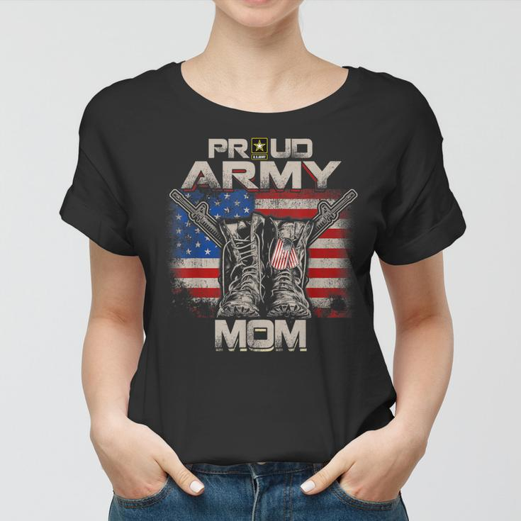 Proud Army Mom America Flag Us Military Pride Women T-shirt