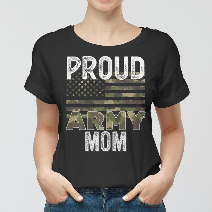 Proud Army Mom Military Soldier Camo Us Flag Camouflage Mom Gift For Womens Women T-shirt