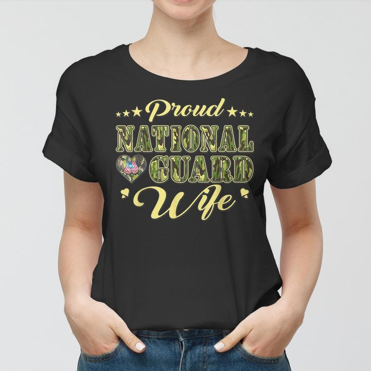 Proud National Guard Wife Dog Tags Heart Military Spouse Women T-shirt