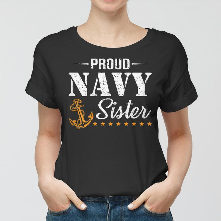 Proud Navy Sister Nautical Anchor Women Girl Sis Navy Family Gift For Womens Women T-shirt