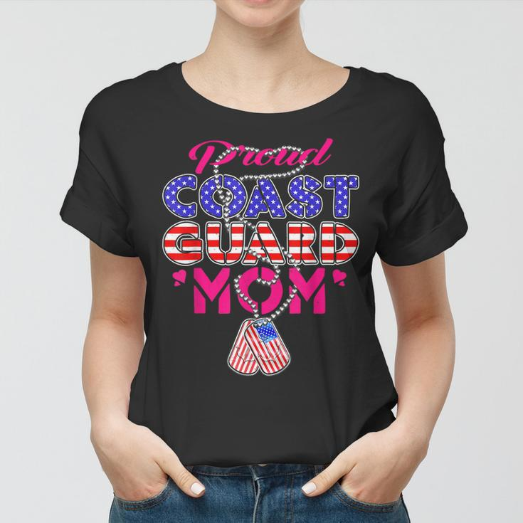 Proud Us Coast Guard Mom Dog Tags Military Mother Gift Women T-shirt