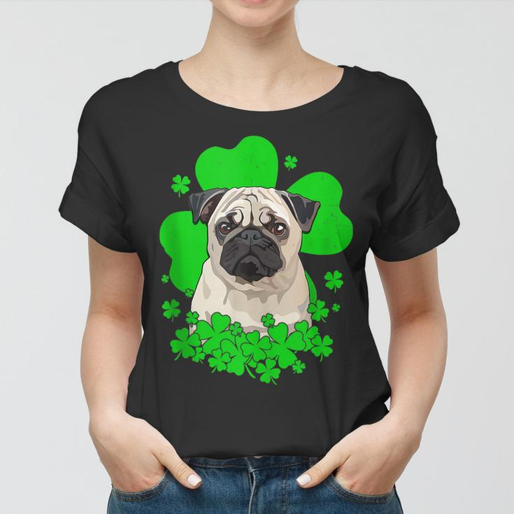Pug St Patricks Day Clovers Women T-shirt