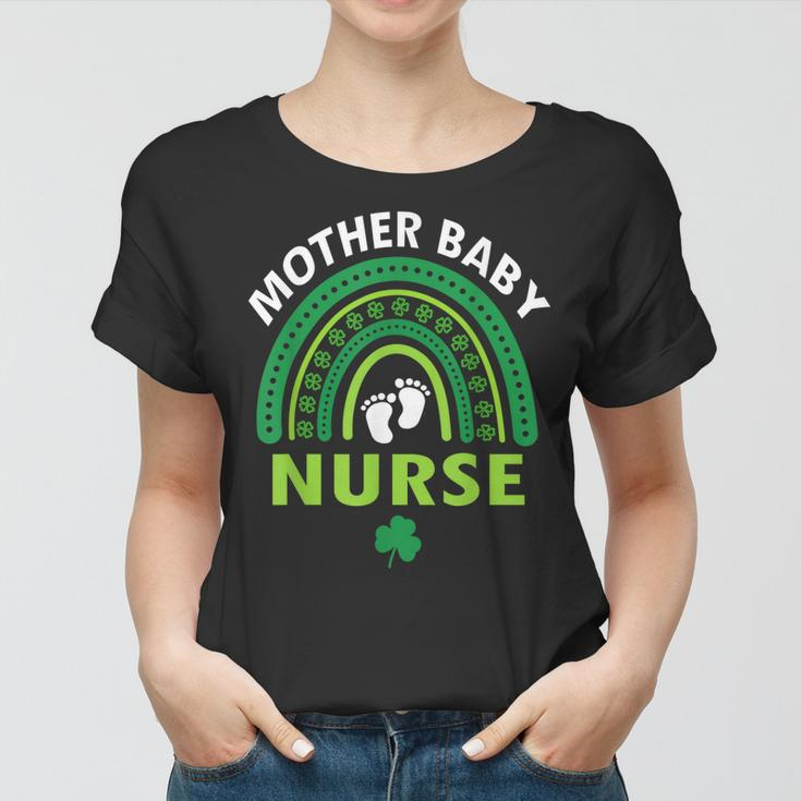 Rainbow Postpartum Mother Baby Nurse St Patricks Day Women T-shirt