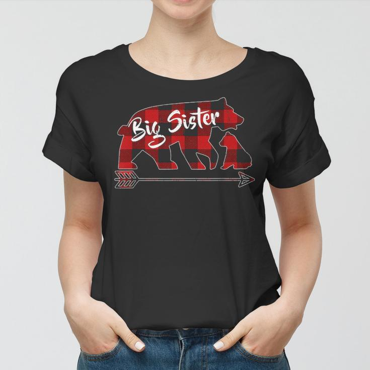 Red Plaid Big Sister Bear Matching Family Buffalo Pajama V2 Women T-shirt