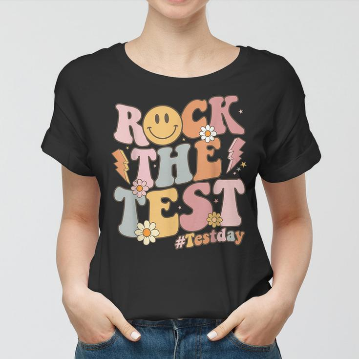 Rock The Test Dont Stress Retro Motivational Teacher Women T-shirt