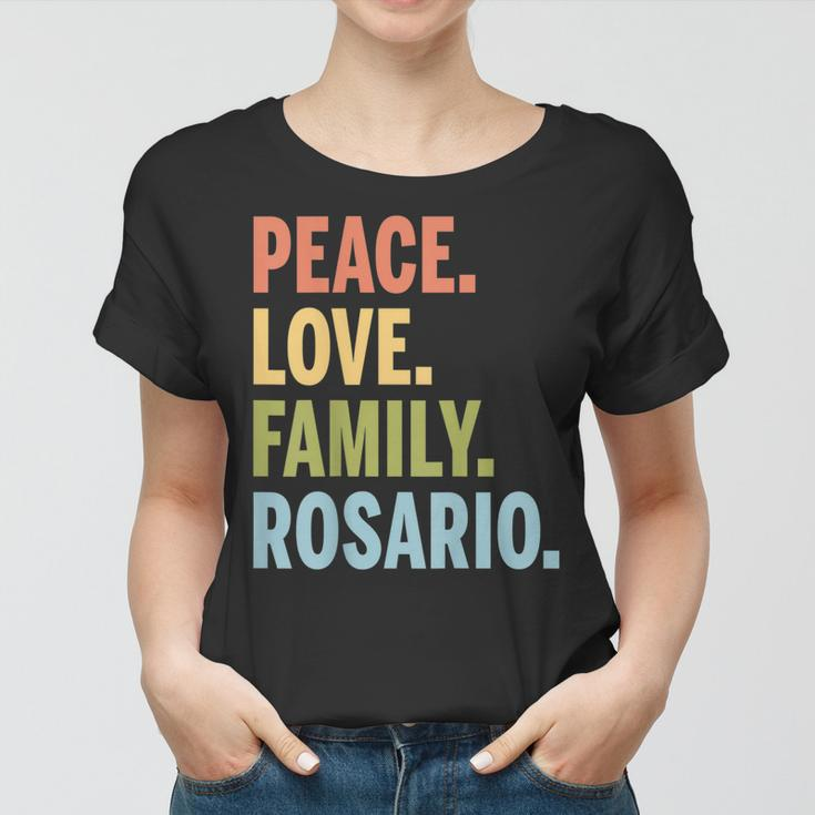 Rosario Last Name Peace Love Family Matching Women T-shirt