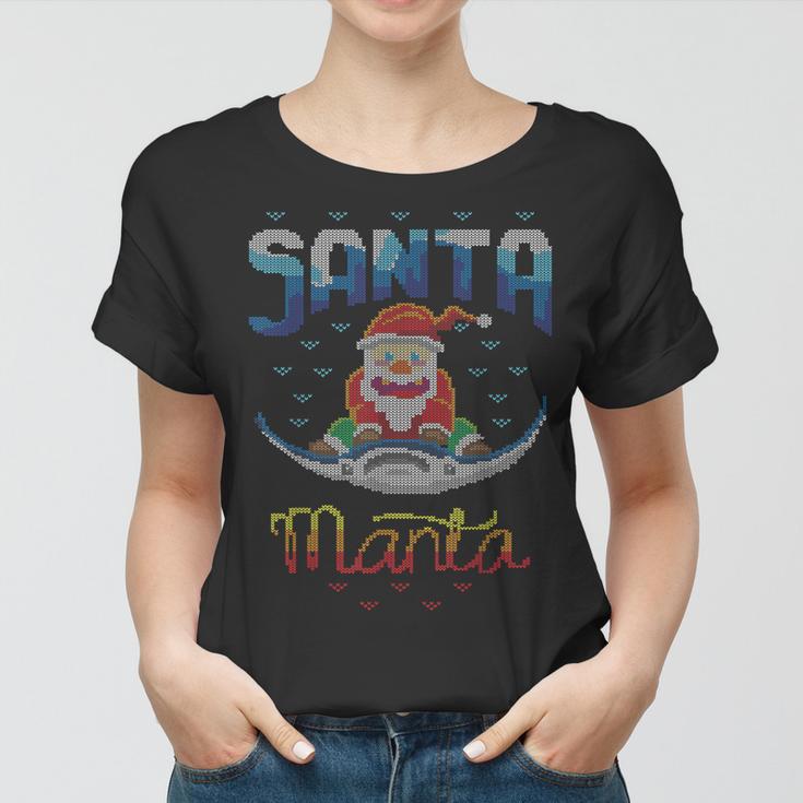 Santa Manta Claus Angeln Fischangler Hässlicher Weihnachts Frauen Tshirt