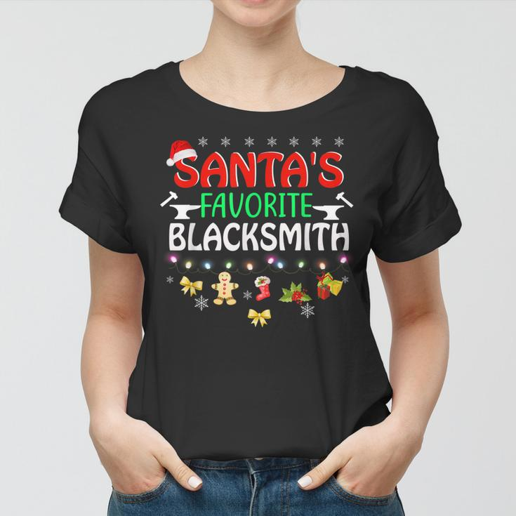 Santas Favorite Blacksmith Funny Christmas Xmas Lights Hat Women T-shirt