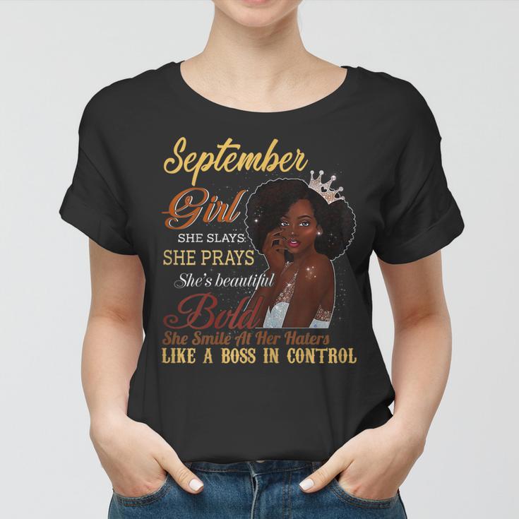 September-Mädchen Frauen Tshirt, Betend & Feiernd, Schöner Geburtstag