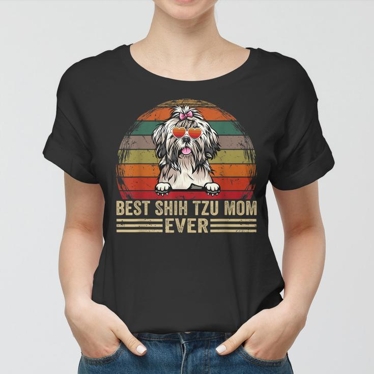 Shih Tzu Dog Lover Funny Vintage Best Shih Tzu Mom Ever Women T-shirt