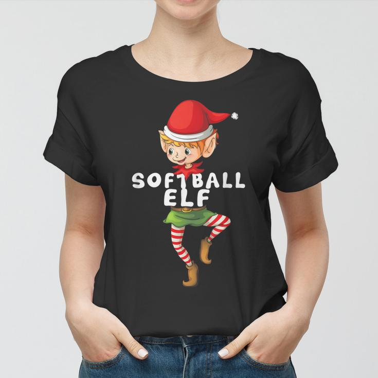 Softball Elf Kostüm Weihnachten Urlaub Passend Lustig Frauen Tshirt