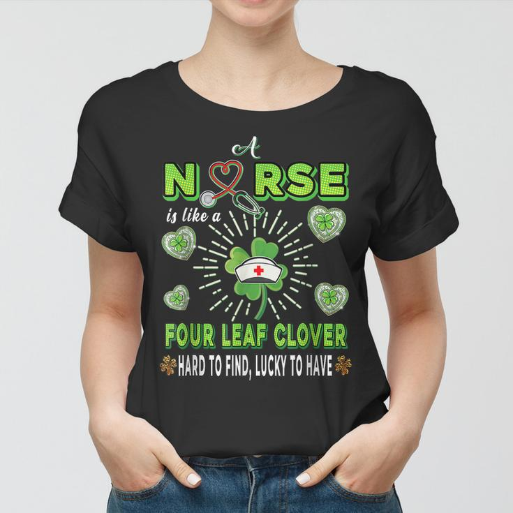 St Patricks Day Scrubs Top Nurse Is Like A Four Leaf Clover Women T-shirt