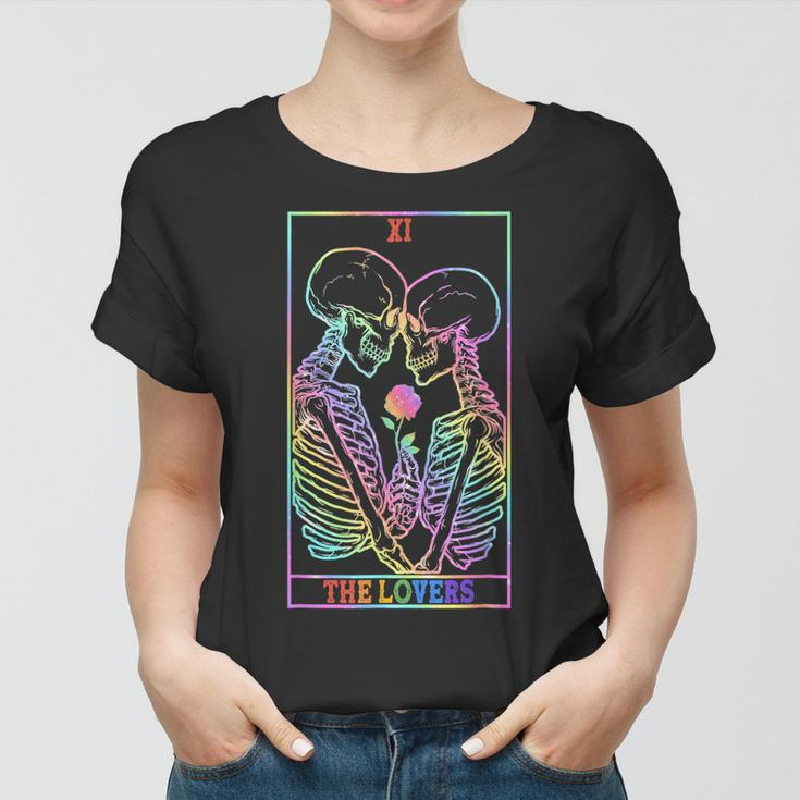 The Lovers Tarot Rainbow Skeleton Gay Lesbian Lgbt Pride Women T-shirt