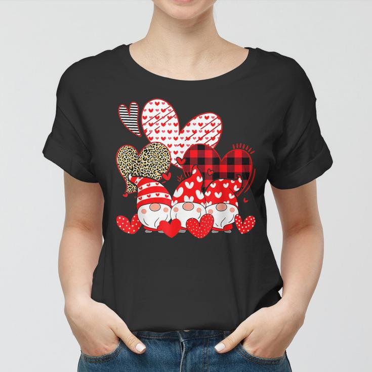 Three Gnomes Holding Hearts Valentines Day Gifts For Her V3 Women T-shirt