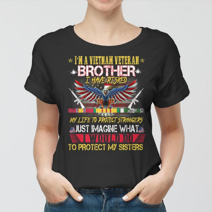 Vietnam Veteran Sisters Proud Vet Brother Fathers Day Women T-shirt