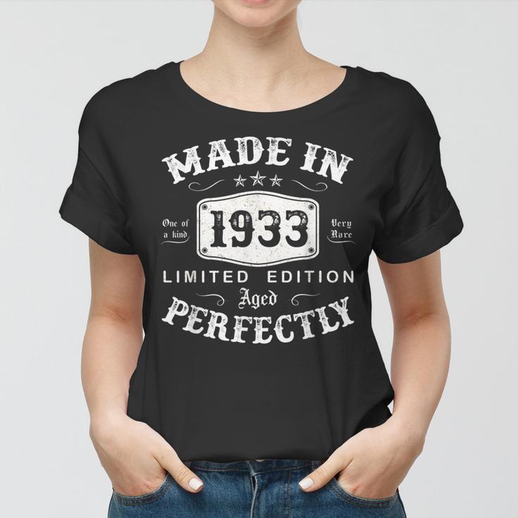 Vintage 1933 Made In 1933 90 Geburtstag Mann Frau 90 Jahre V2 Frauen Tshirt