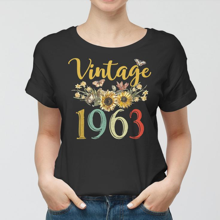 Vintage 1963 Sunflower 60Th Birthday Awesome Since 1963 Women T-shirt