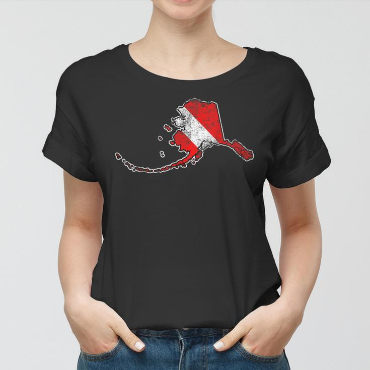 Vintage Alaskascuba Dive Flag State Map Diving Diver Women T-shirt