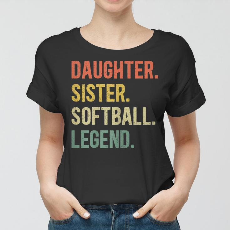 Vintage Tochter & Schwester Softball Legende Retro-Frauen Tshirt für Mädchen