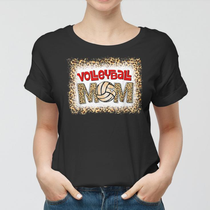 Volleyball Mom Leopard Funny Sport Ball Mom Mothers Day Women T-shirt
