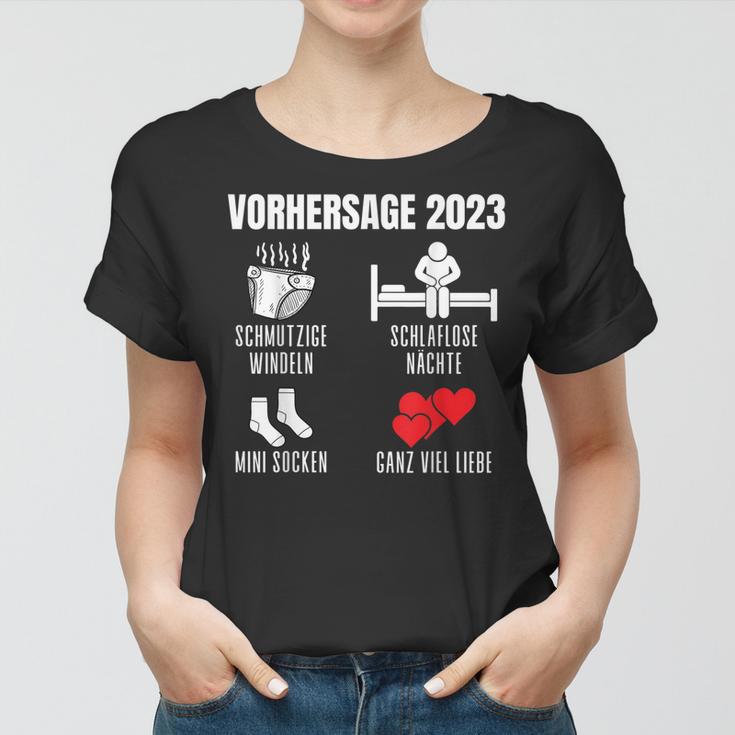 Werdender Papa Werdende Mama Vorhersage 2023 Babyparty Frauen Tshirt