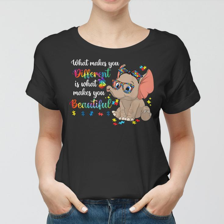 What Makes You Different Autism Awareness Kids Elephant Mom Women T-shirt