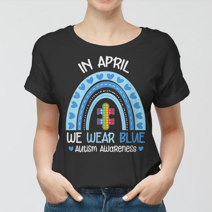 Womens Autism Awareness Rainbow Puzzle Autism Awareness Month Women T-shirt