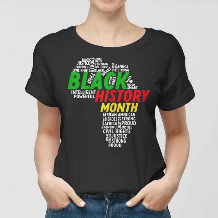 Womens Black History Month African Map African American Roots Pride Women T-shirt