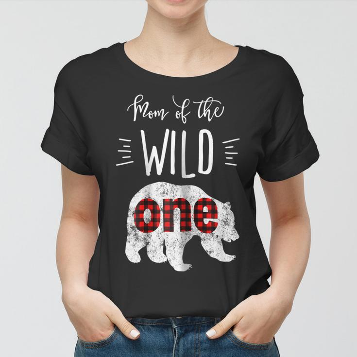 Womens Mom Of The Wild One Shirt Bear Lumberjack 1St Birthday Tee Women T-shirt