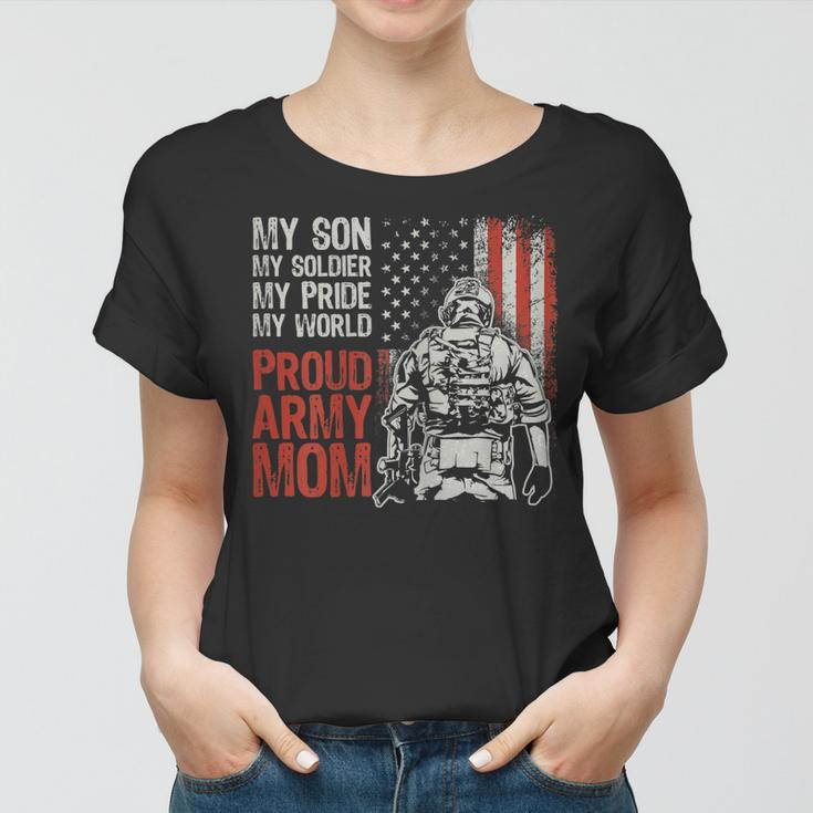 Womens My Son My Soldier Hero Proud Army Mom Us Military Mother Women T-shirt