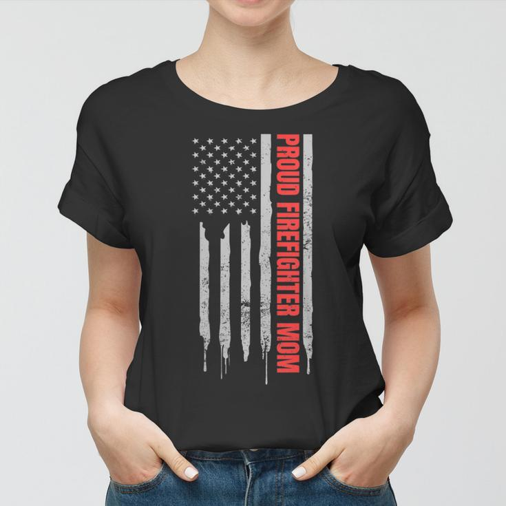 Womens Proud Firefighter Mom Design Patriotic Us Flag Gift Women T-shirt