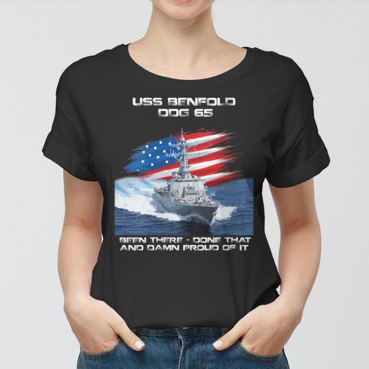 Womens Uss Benfold Ddg-65 Destroyer Ship Usa Flag Veteran Day Xmas Women T-shirt