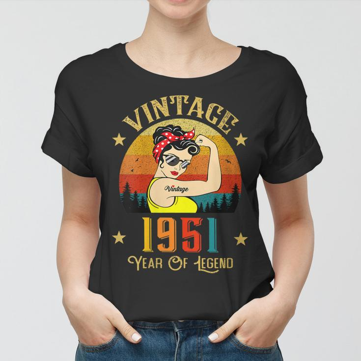 Womens Vintage 1951 Birthday Women 72 Years Old Funny Vintage 1951 Women T-shirt