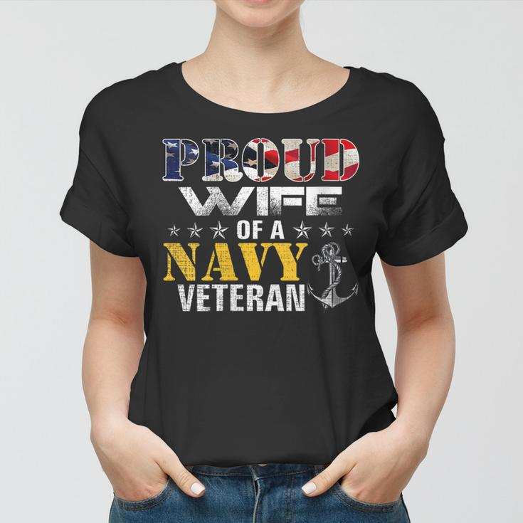 Womens Vintage Proud Wife Of A Navy For Veteran Gift Women T-shirt