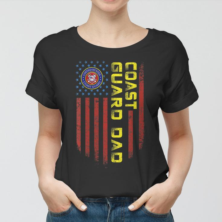 Womens Vintage Usa American Flag Proud Us Coast Guard Veteran Dad Women T-shirt