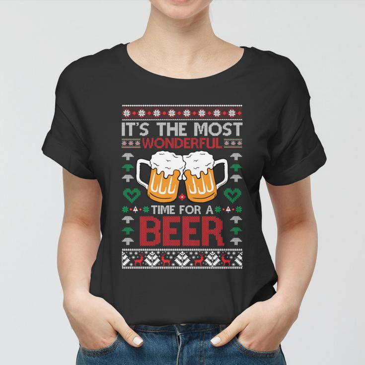 Wonderful Time Beer Ugly Christmas Sweaters Gift Women T-shirt