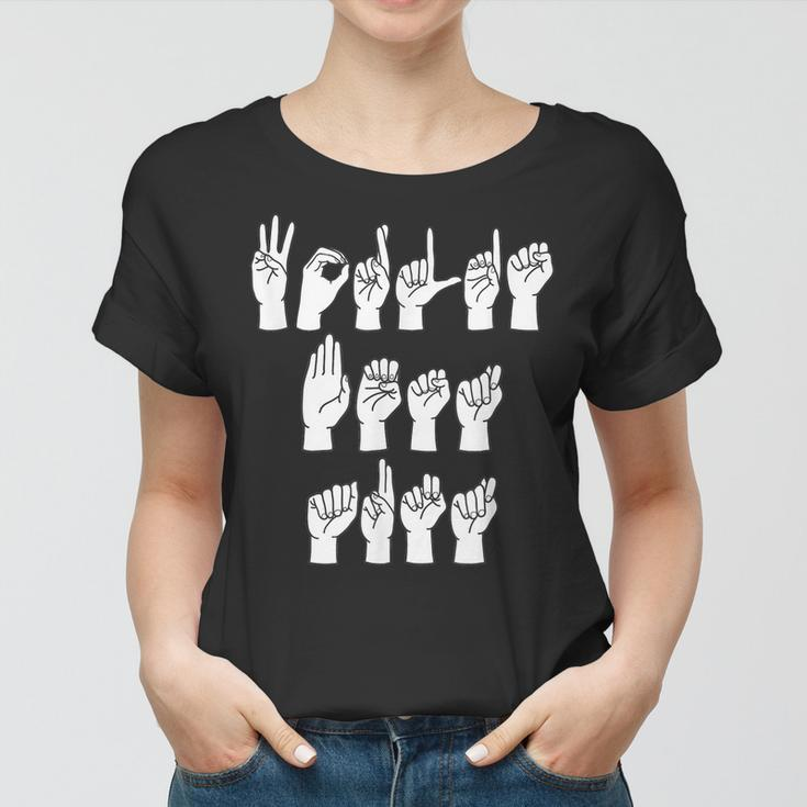 Worlds Best Aunt Zeichensprache Fingerzauber Asl Für Frauen Frauen Tshirt