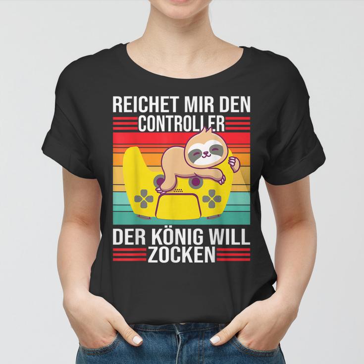 Zocken Reichet Mir Den Controller König Ps5 Konsole Gamer V4 Frauen Tshirt