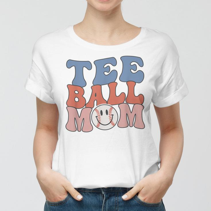 Ball Mom Groovy Tball Mama Mothers Day Baseball Women T-shirt